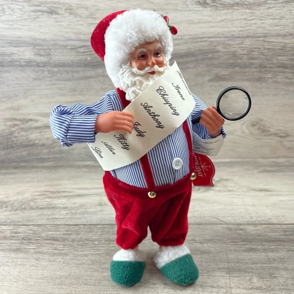 Christmas Decor Santa Claus With List Checking It Twice 10” Holiday Time NWT
